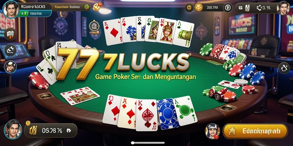 Screenshot gameplay <strong>77LUCKS</strong>, tunjukkan aksi poker yang mendebarkan.