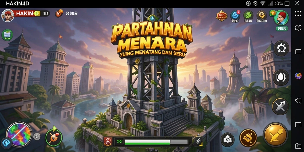 Tampilan aksi seru dalam permainan Tower Defense HAKIN4D.