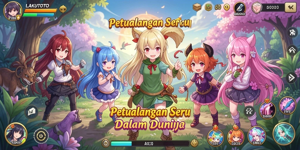Tangkapan layar LAKUTOTO menampilkan karakter anime dalam aksi menarik.