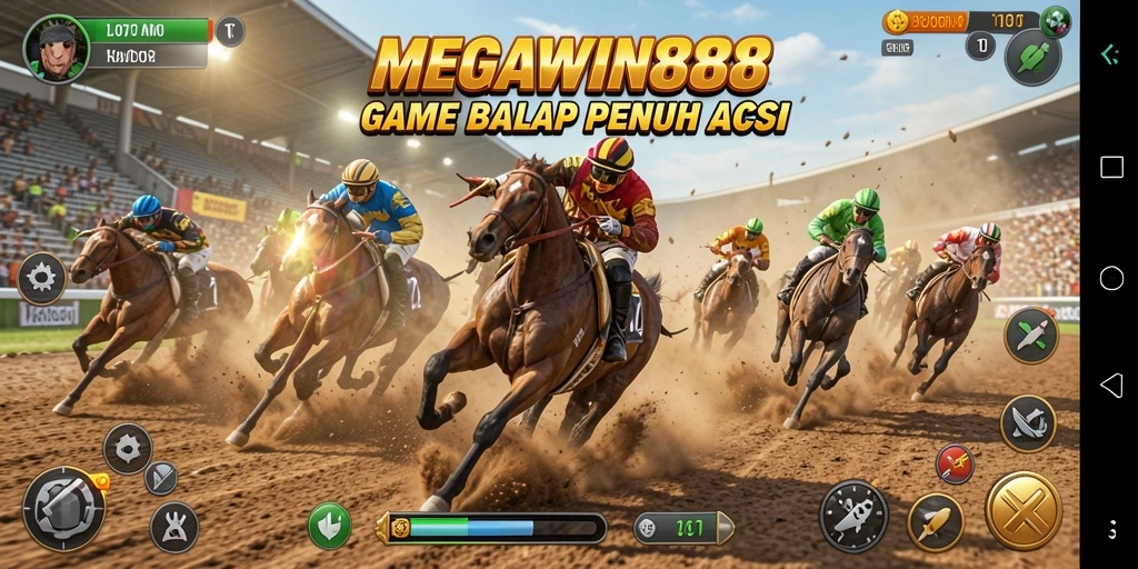 Tampilan menakjubkan dari gameplay balap di MEGAWIN888.
