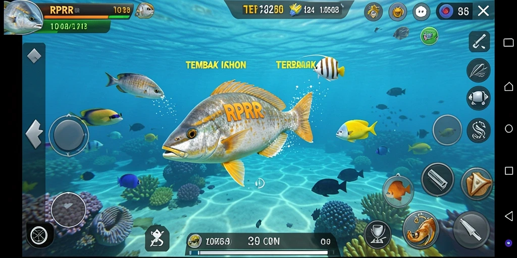 Tangkapan layar RPRR menampilkan pemain menembak ikan di bawah laut.